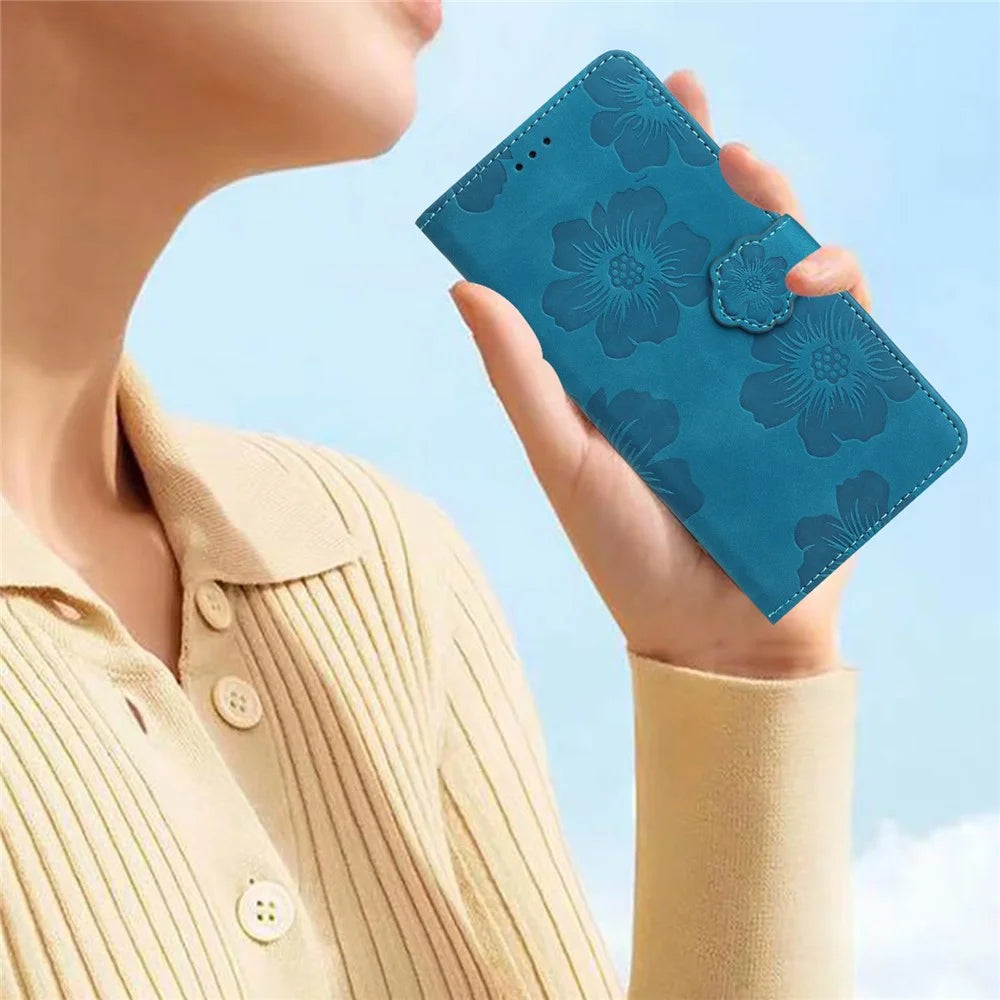 For iPhone XS Max 6.5 inch Flowers Imprint Drop-proof Shell PU Leather Wallet Flip Stand Cover - Blue - 7