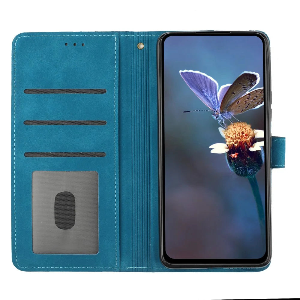 For iPhone XR 6.1 inch Flowers Pattern Anti-drop Phone Case PU Leather Stand Wallet Cover - Blue - 2