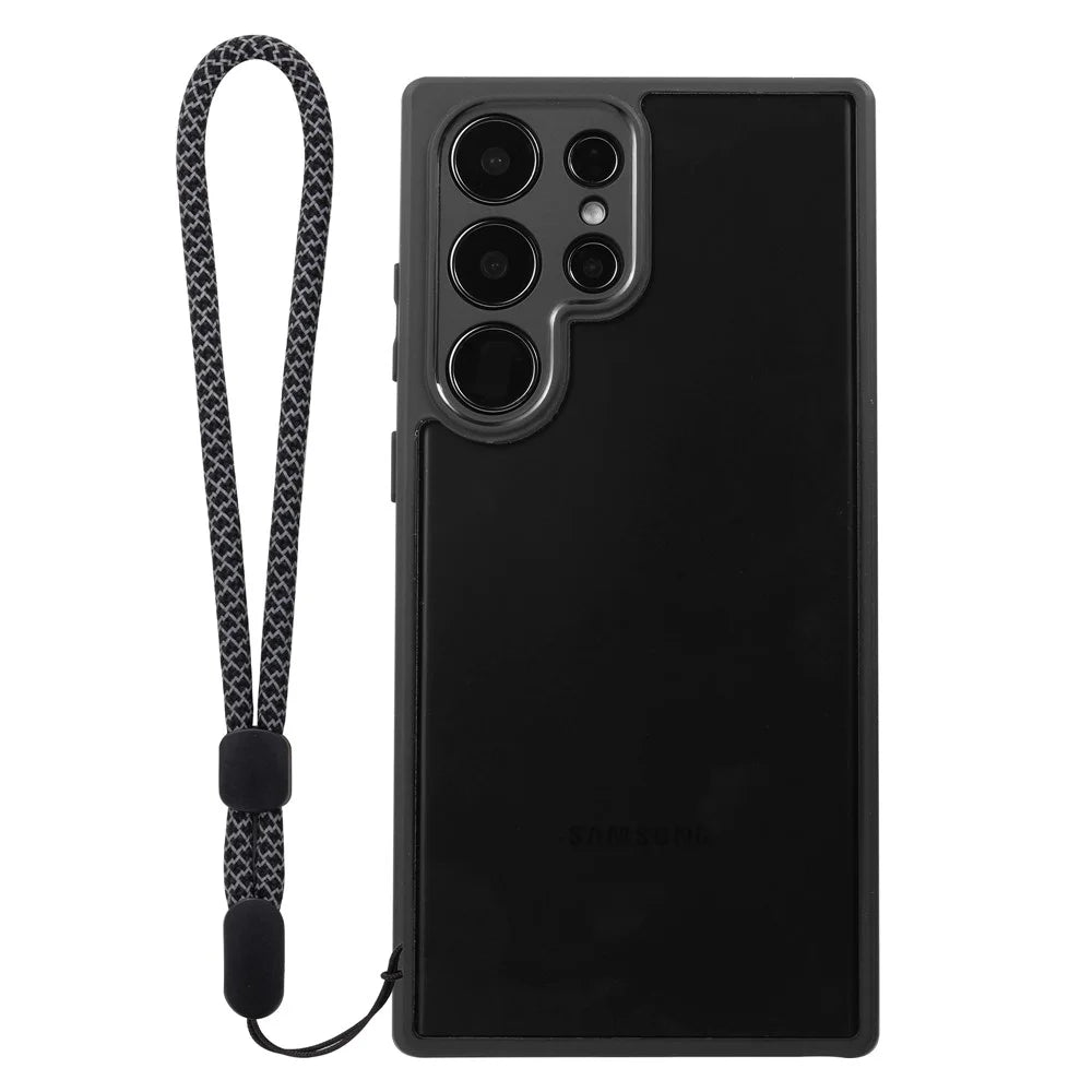 VILI M Series For Samsung Galaxy S23 Ultra Anti-Scratch PC+TPU Phone Case Clear Cover with Wrist Strap - Black - 5