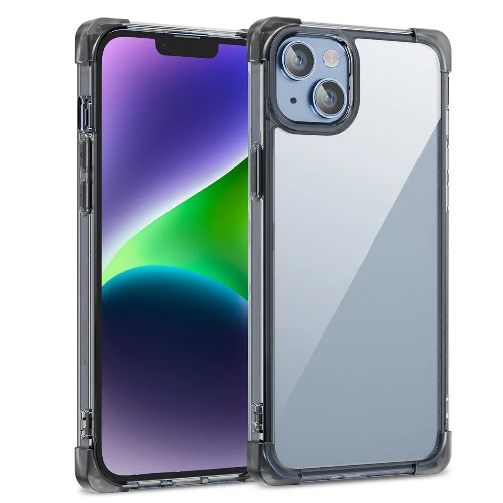 For iPhone 14 Plus Four Corner Frosted Drop-proof Cover TPU+Acrylic Phone Case - Black - 1