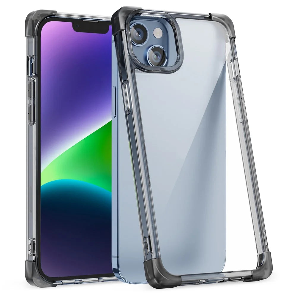 For iPhone 14 Plus Four Corner Frosted Drop-proof Cover TPU+Acrylic Phone Case - Black - 2