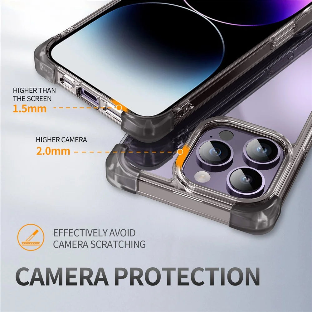 TPU+Acrylic Protective Case for iPhone 14 Pro Max Four Corner Matte Phone Shell Anti-Scratch Phone Cover - Black - 7