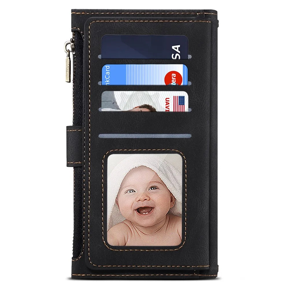 ESEBLE Star Series RFID Blocking Wallet Case for Google Pixel 8 Pro , Zipper Pocket PU Leather Stand Phone Cover - Black - 5