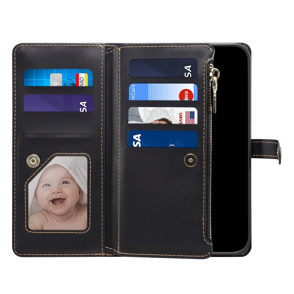 ESEBLE for Google Pixel 8 Pro Wallet Stand Phone Case Zipper Pocket RFID Blocking Leather Phone Cover - Black - 4