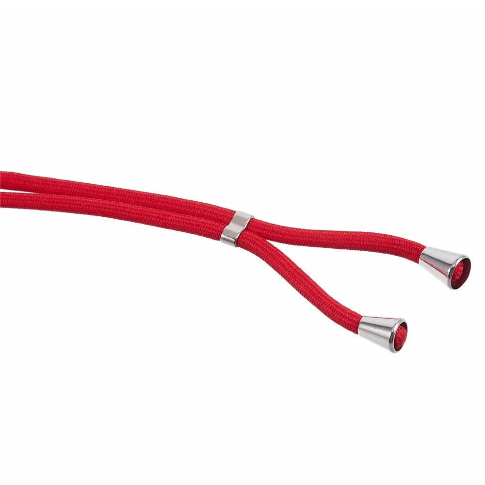 For Samsung Galaxy A54 5G TPU Case Fiber Lining Rubberized Cover with Long Lanyard - Red - 6