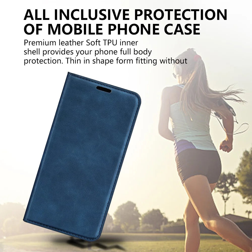 For iPhone 15 Pro Max PU Leather Wallet Flip Case Anti-scratch Skin-touch Stand Cover - Blue - 6