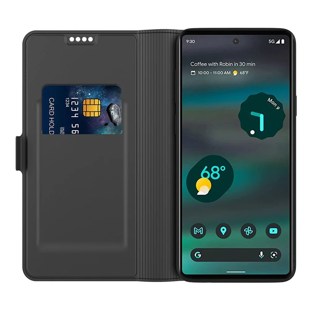 For Google Pixel 8 PU Leather Stand Phone Case Card Slot Full Protection Phone Cover - Black - 2
