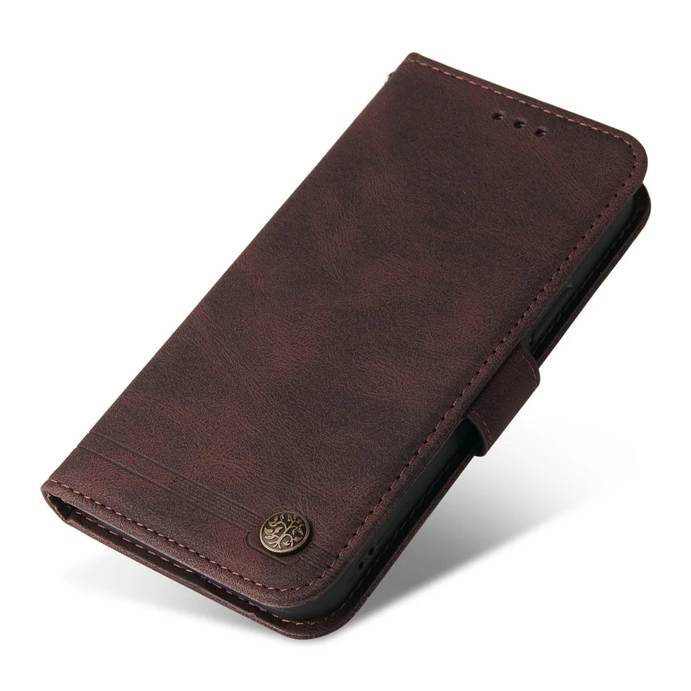 For Google Pixel 8 Pro Leather Wallet Cases Skin Touch Phone Cover Stand with Strap - Brown - 5