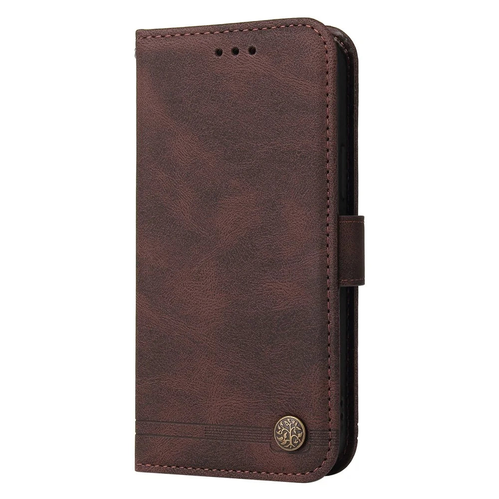 For Google Pixel 8 Pro Leather Wallet Cases Skin Touch Phone Cover Stand with Strap - Brown - 6