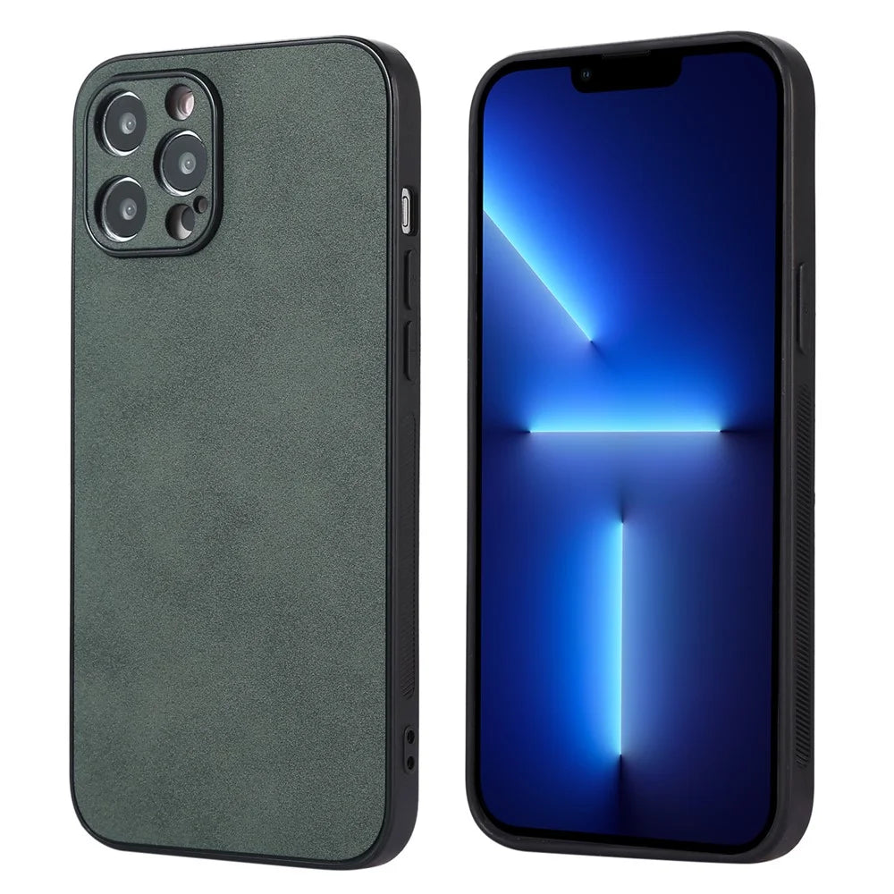 For iPhone 13 Pro 6.1 inch Shockproof Phone Cover PU Leather Coated TPU Case - Green - 1