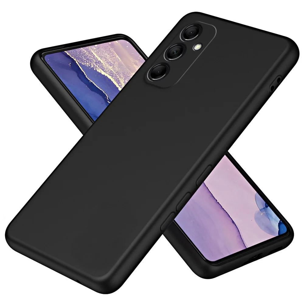 For Samsung Galaxy M14 5G Fiber Lining Soft TPU Phone Case 2.2mm Thickness Rubberized Phone Cover - Black - 1