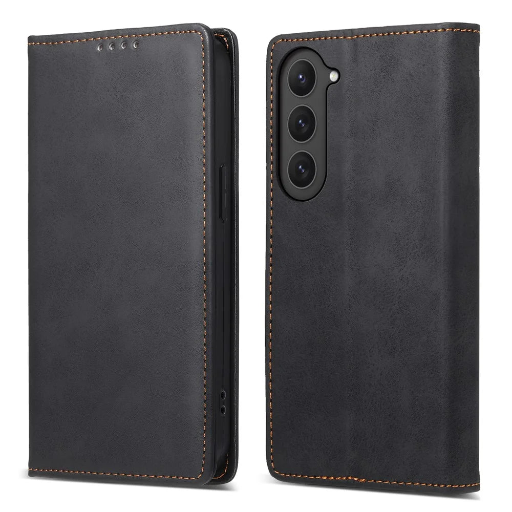 DF-05 Business Phone Case for Samsung Galaxy S23 RFID Blocking Wallet PU Leather Foldable Stand Cover - Black - 1