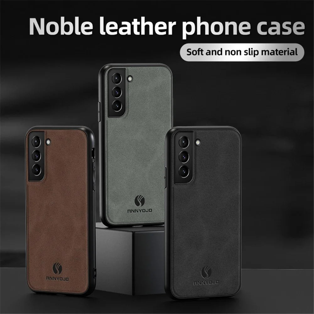 ANNYOJO For Samsung Galaxy S21 FE 5G Magnetic Car Mount Phone Cover PU Leather Coated PC+TPU Case - Black - 7