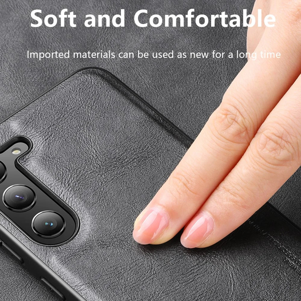 X-LEVEL Phone Case for Samsung Galaxy S23 Ultra , Bojue-3 Series PU Leather Coated TPU Back Cover - Grey - 2