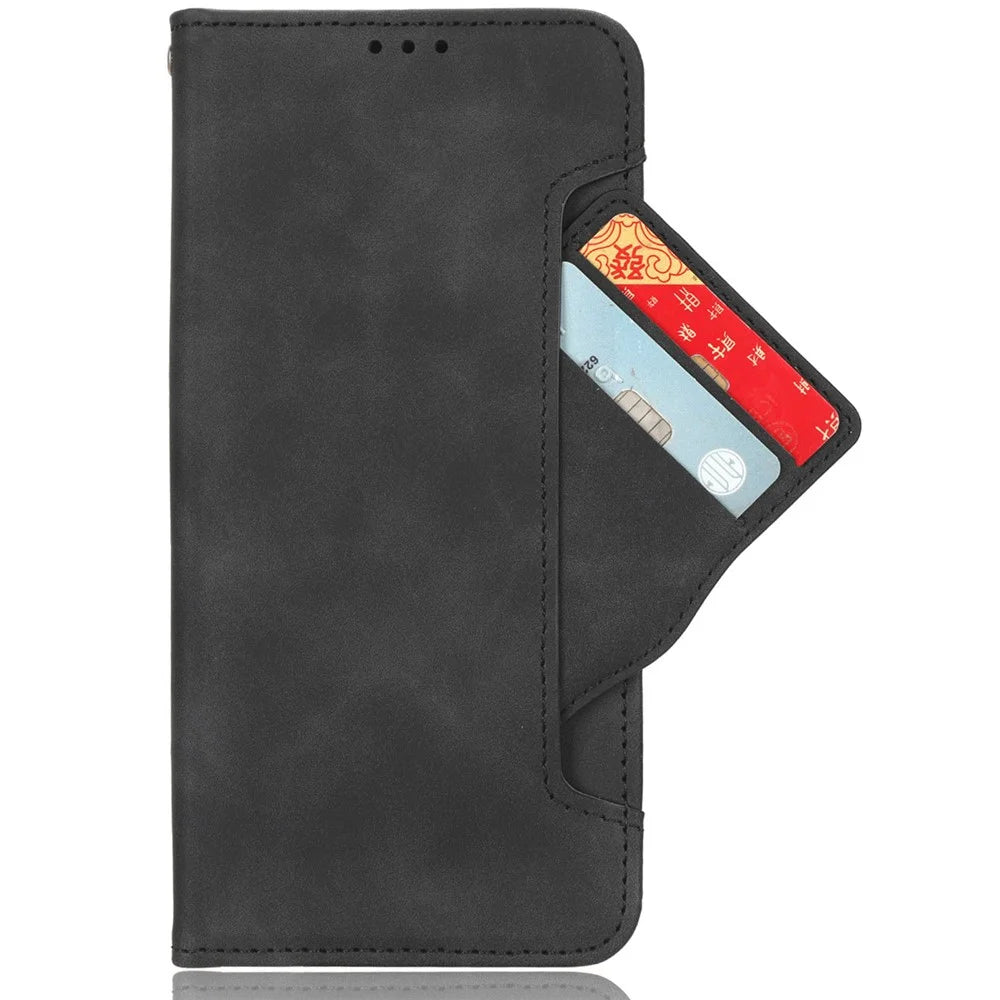 For HTC U23 Pro 5G Multiple Card Slots Cell Phone Cover PU Leather Case with Stand Wallet - Black - 2