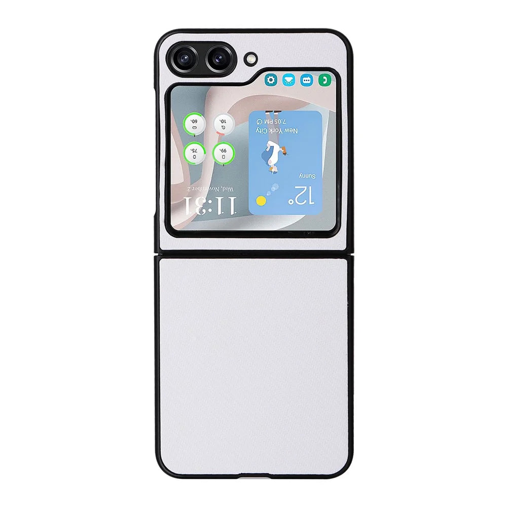 For Samsung Galaxy Z Flip5 5G Carbon Fiber Texture Phone Case PU Leather+PC Protective Cover - White - 2