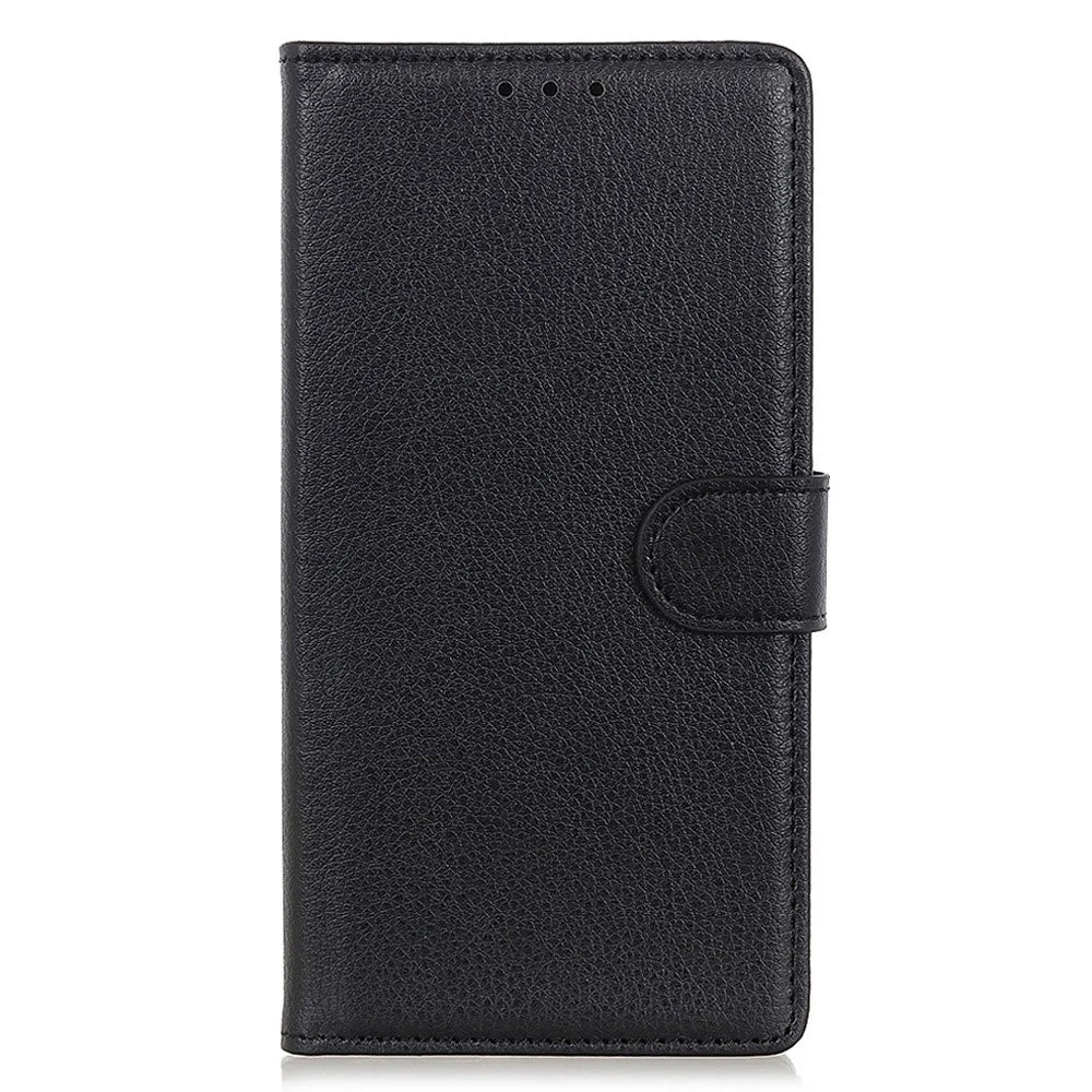 For iPhone 15 Pro Max Litchi Texture Phone Wallet Case PU Leather Stand Protective Phone Cover - Black - 7