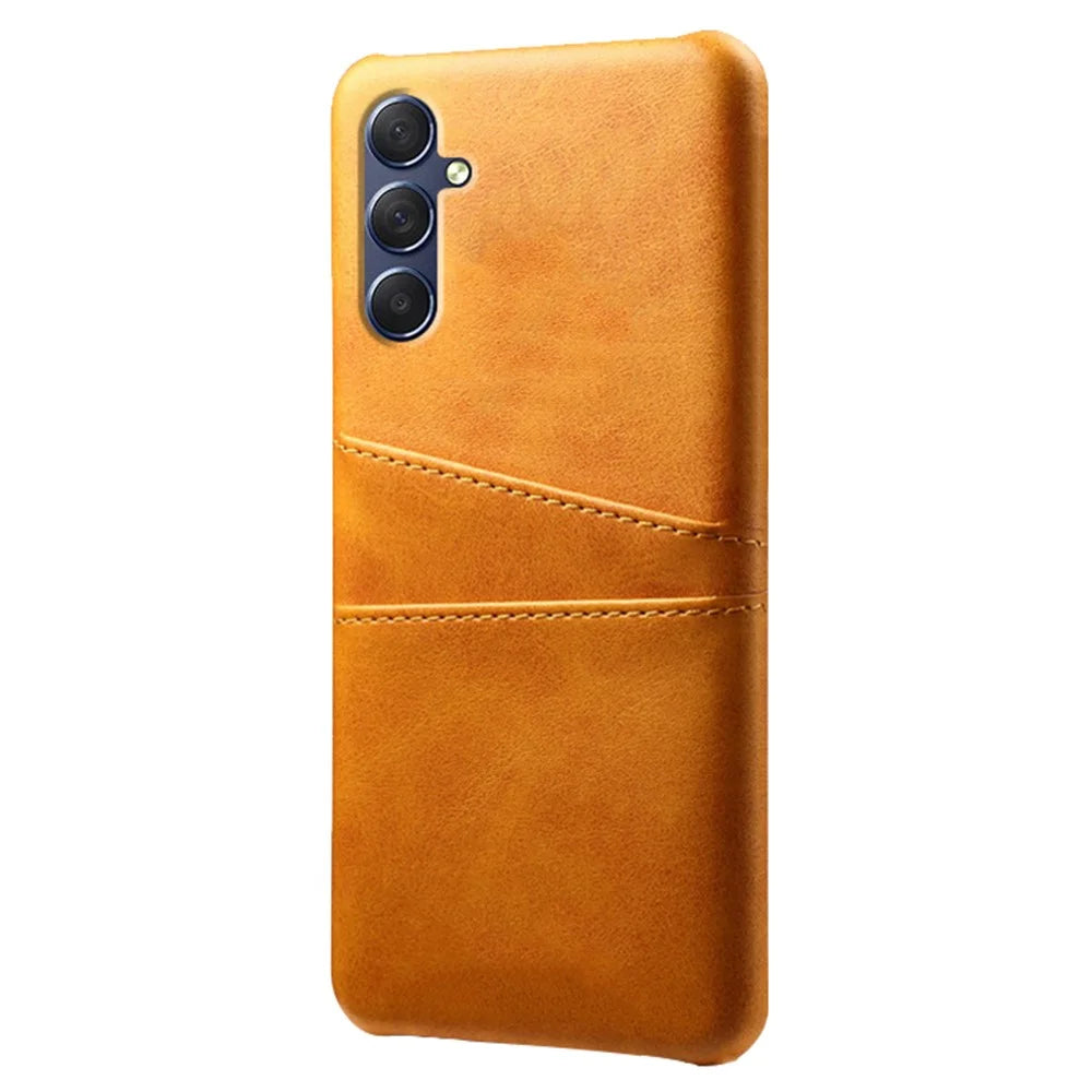 For Samsung Galaxy M54 5G / F54 5G Dual Card Slots Phone Case PU Leather Coated Hard PC Back Cover - Orange - 2