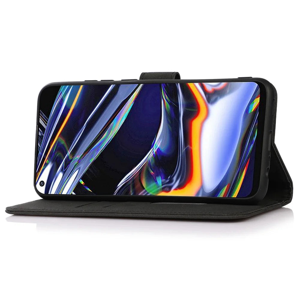 KHAZNEH For OnePlus Nord 3 5G / Ace 2V Anti-Fingerprint Textured Phone Case PU Leather Wallet Stand Phone Cover - Black - 3