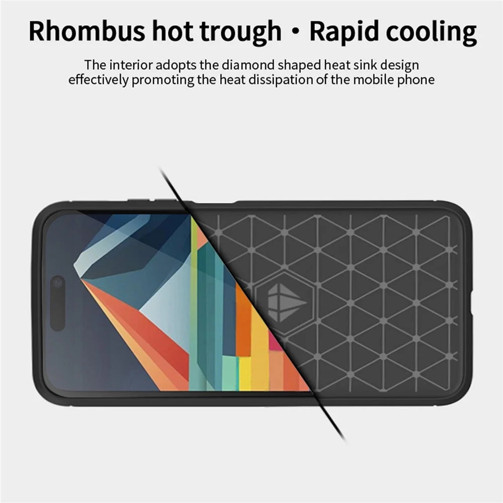 MOFI JK TPU Series-1 Carbon Fiber Texture TPU Case for iPhone 15 , Brushed Anti-scratch Phone Cover - Black - 6