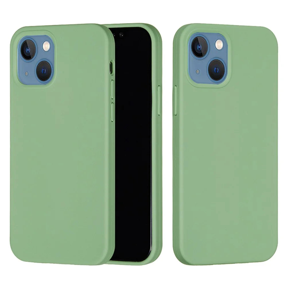 For iPhone 15 Plus Liquid Silicone Anti-drop Phone Case Soft Lining Back Cover - Mint Green - 2