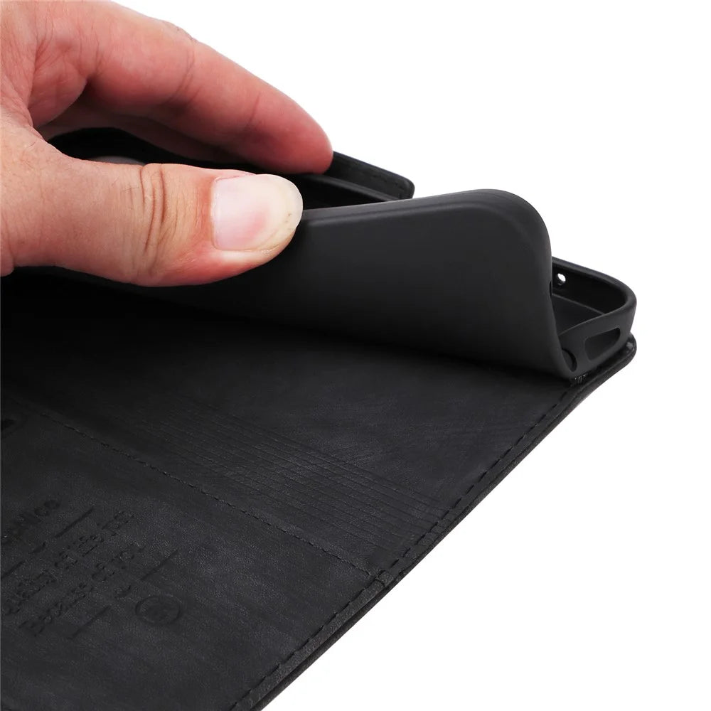 BETOPNICE 001 For vivo Y02 4G / Y11 (2023) / Y02A 4G Protective Cover Stitching Imprinted PU Leather Wallet Phone Case - Black - 7