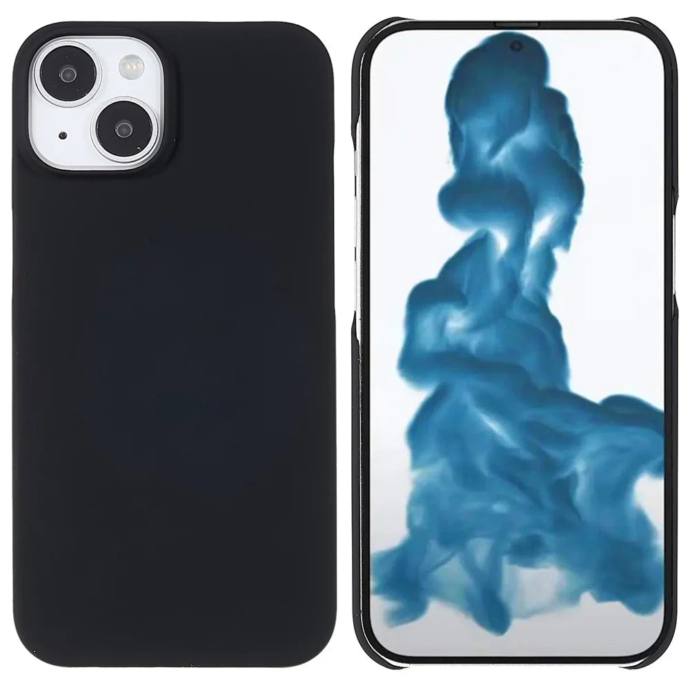 For iPhone 15 Plus Rubberized Hard PC Back Cover Anti-scratch Phone Case - Black - 1