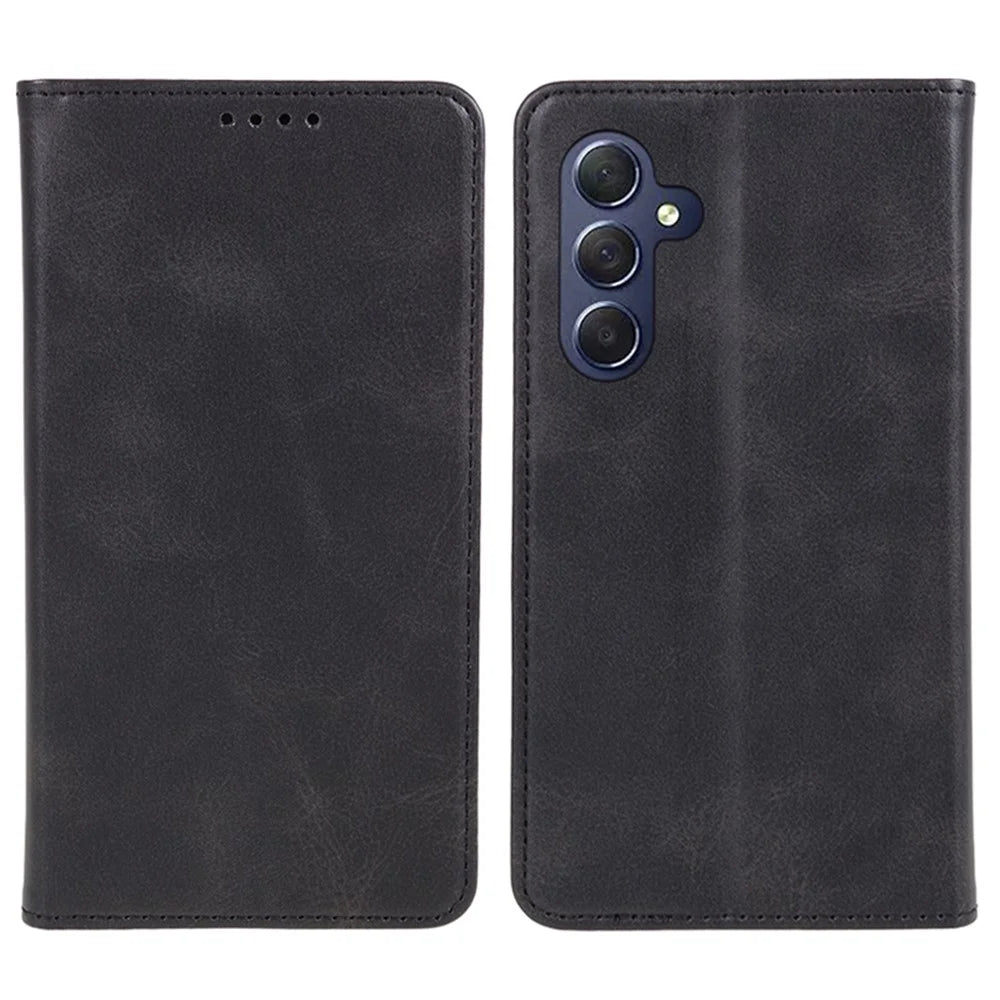 For Samsung Galaxy M54 5G / F54 5G Anti-drop PU Leather Stand Case Calf Texture Wallet  Phone Cover - Black - 1