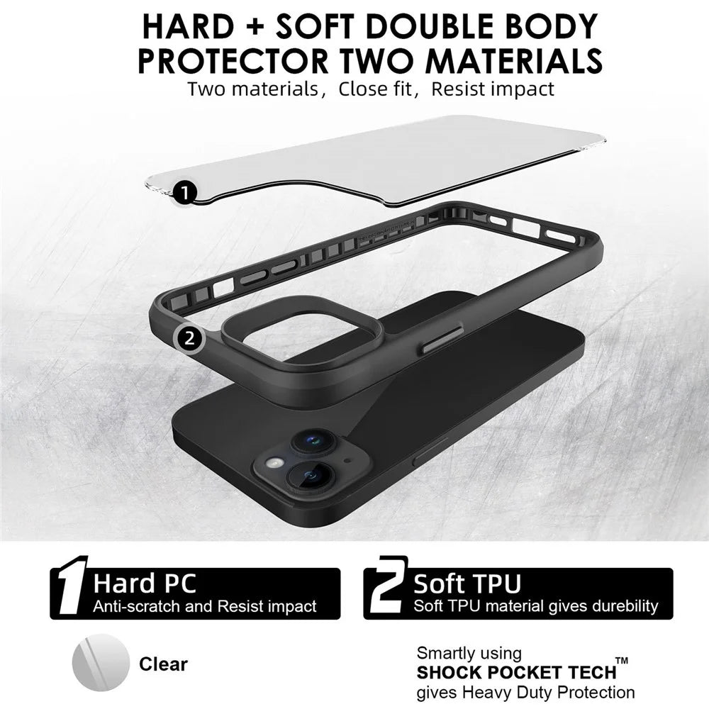 Combat X Mode Series for iPhone 15 Four Corner Shockproof Phone Case TPU + PC Back Cover - Black - 5