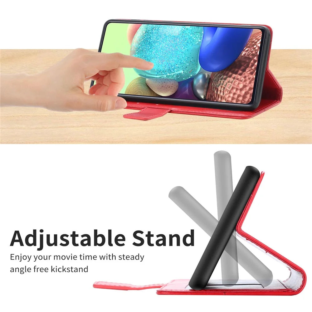 HT01 Phone Case for iPhone 15 Plus , Y-shaped Line Imprinting PU Leather Wallet Stand Anti-drop Cover - Red - 3