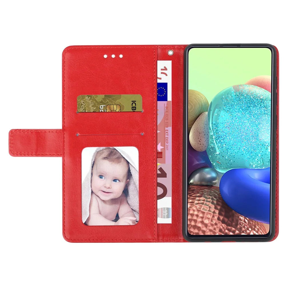 HT01 Phone Case for iPhone 15 Pro Y-shaped Line Imprinting Wallet Stand Fall Proof PU Leather Cover - Red - 2