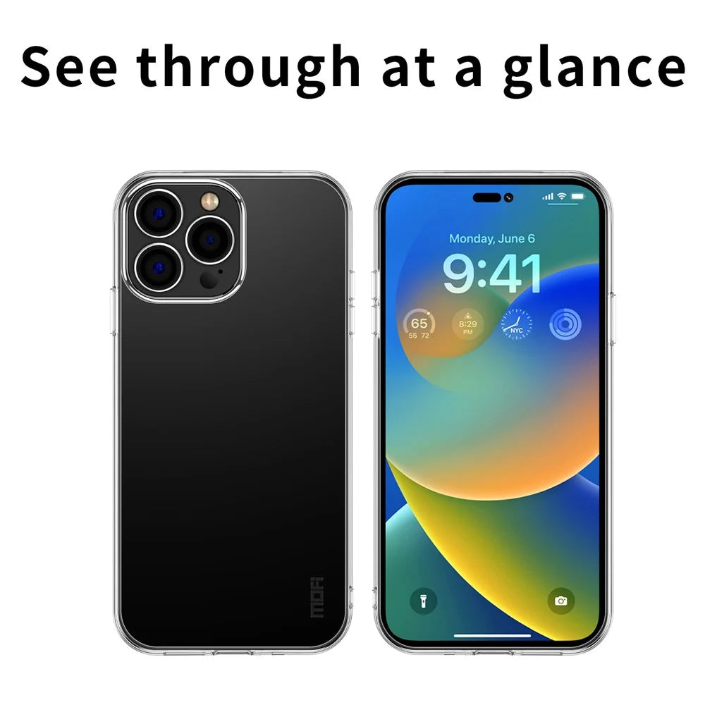 MOFI Transparent Phone Case for iPhone 15 Pro , Soft TPU Anti-drop Protective Phone Cover - 4