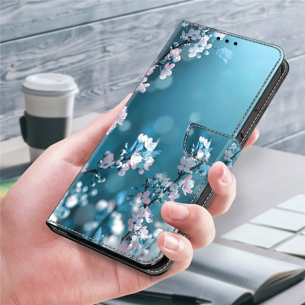 For Samsung Galaxy A34 5G Flip Protective Case 3D Pattern Printed PU Leather Stand Wallet Phone Cover - Plum Blossoms - 6