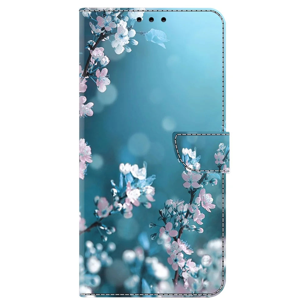 For Samsung Galaxy A34 5G Flip Protective Case 3D Pattern Printed PU Leather Stand Wallet Phone Cover - Plum Blossoms - 7