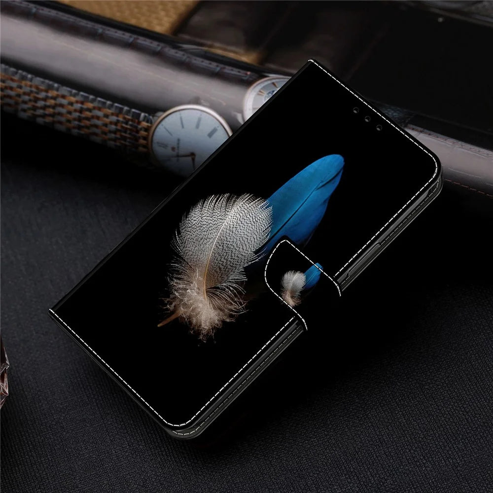 Wallet Case for Samsung Galaxy A52 4G / 5G / A52s 5G , PU Leather Stand 3D Pattern Printing Phone Cover - Two Feathers - 5