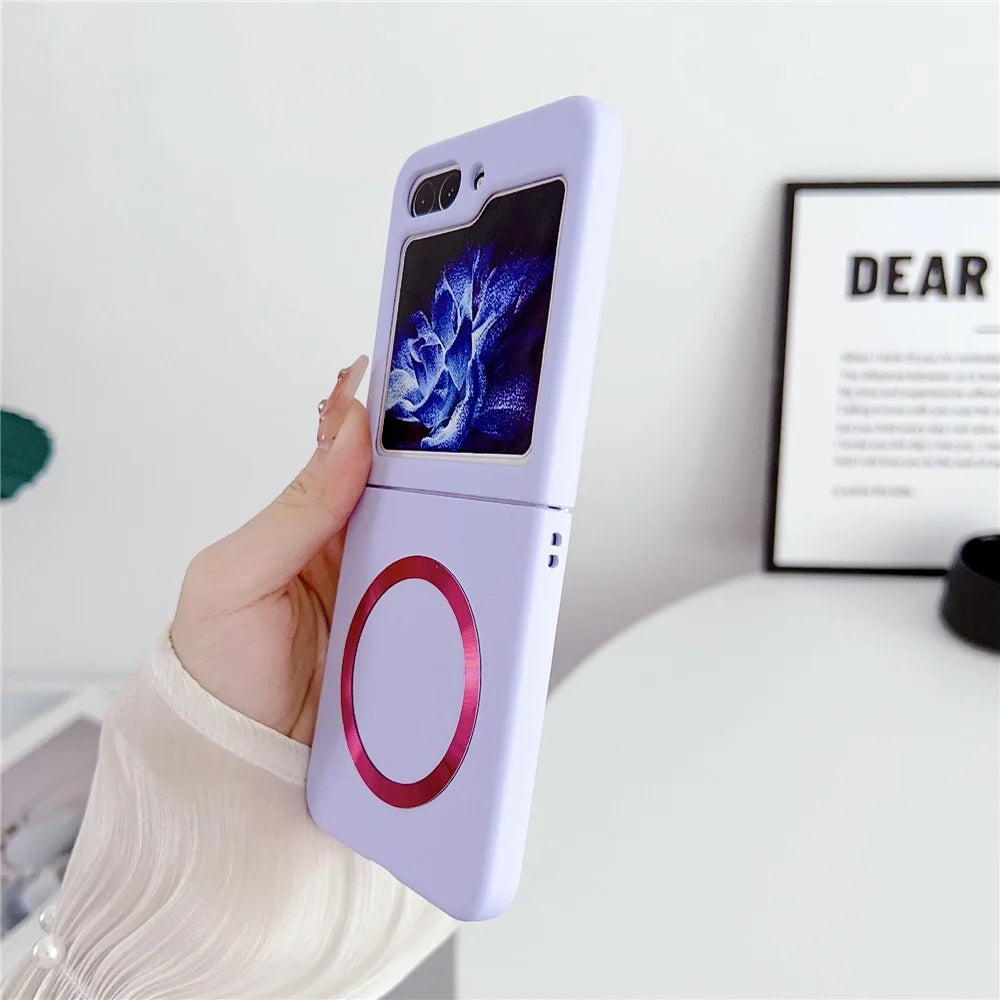 For Samsung Galaxy Z Flip5 5G Magnetic Case Skin-touch Hard PC Phone Cover - Purple - 6