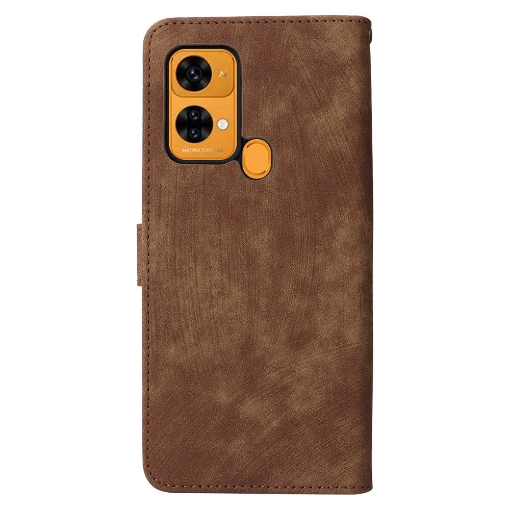 For Oukitel C33 Phone Cover RFID Blocking Wallet Stand Shell Drop Proof Leather Case - Brown - 7