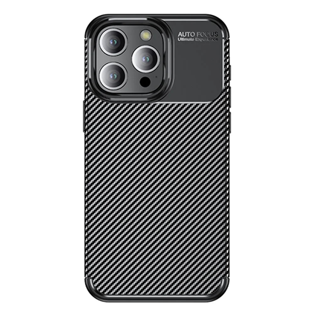Carbon Fiber Texture Phone Cover for iPhone 15 Pro , Anti-drop Flexible TPU Phone Case - 2