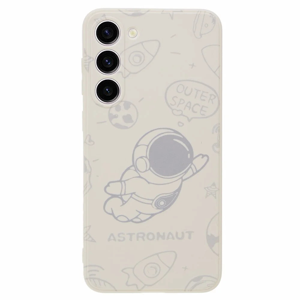 For Samsung Galaxy S23 Precise Cutout TPU Phone Case Space Astronaut Pattern Phone Cover - White - 1