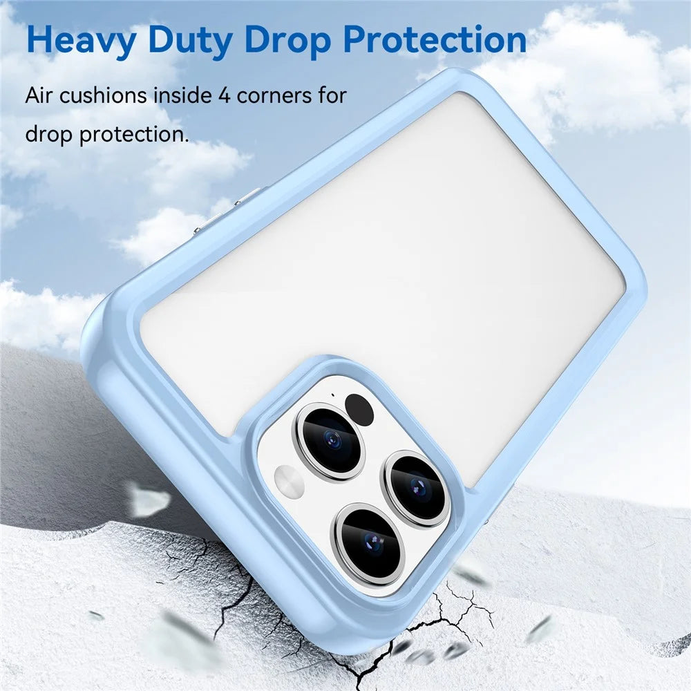 For iPhone 15 Pro TPU+Acrylic Shockproof Mobile Phone Back Cover Clear Protective Case - Blue - 2