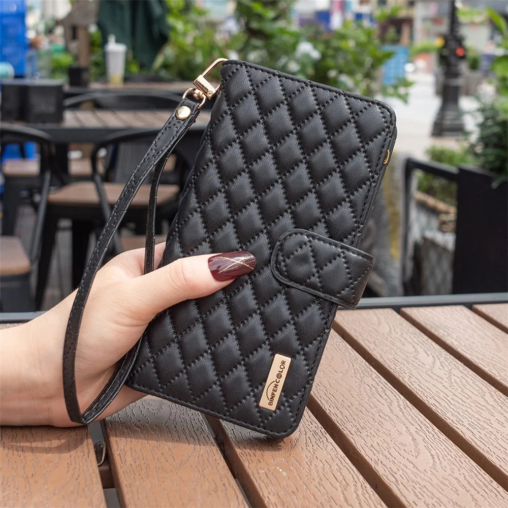 BINFEN COLOR BF Style-15 For iPhone 15 Pro Zipper Pocket Flip Case Wallet Phone Stand Shell Leather Cover - Black - 5