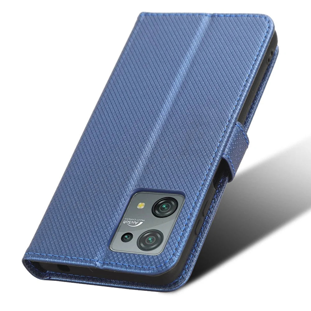 Diamond Texture Shell for Blackview Oscal C30 / C30 Pro Phone Wallet Case PU Leather Stand Cover - Blue - 4