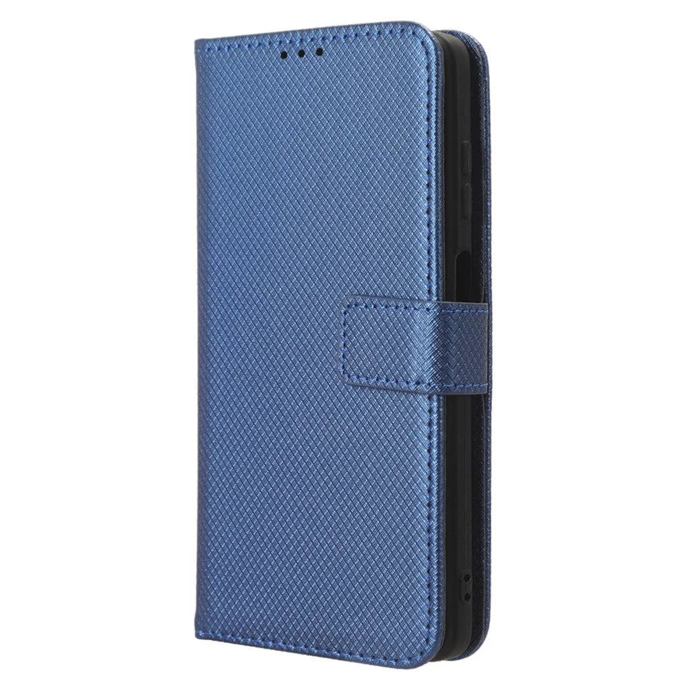 Diamond Texture Shell for Blackview Oscal C30 / C30 Pro Phone Wallet Case PU Leather Stand Cover - Blue - 5