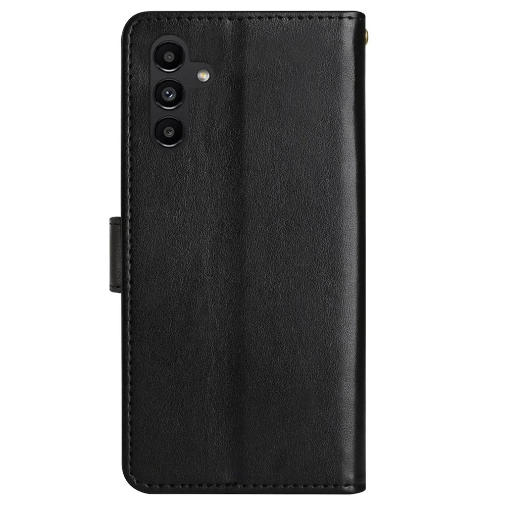 For Samsung Galaxy M14 5G Imprinted Butterflies PU Leather Phone Case Wallet Cover Stand with Strap - Black - 7