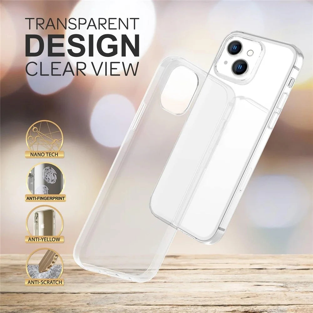 Anti-fingerprint Phone Cover for iPhone 15 Plus , Transparent Flexible TPU Phone Back Case - 2