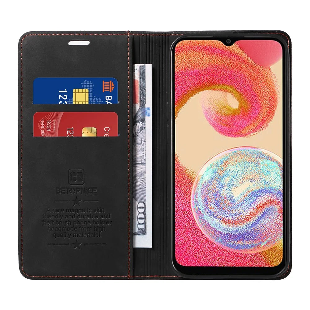 BETOPNICE 003 For Samsung Galaxy A04e 4G / F04 4G / M04 4G Wallet Cell Phone Case RFID Blocking PU Leather Stand Cover - Black - 2