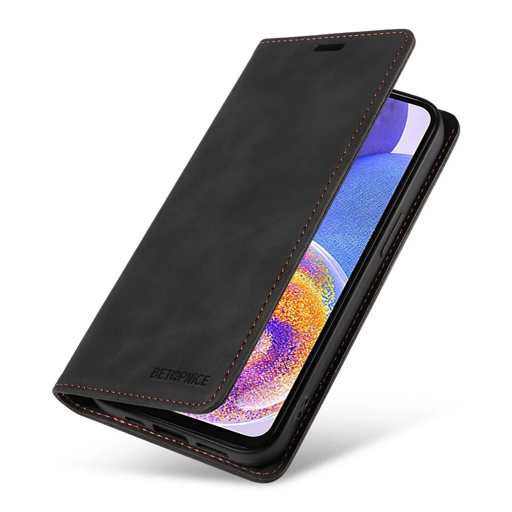 BETOPNICE 003 For Samsung Galaxy A33 5G Slim-Fit Phone Shell PU Leather Stand Cover RFID Blocking Wallet Phone Case - Black - 7