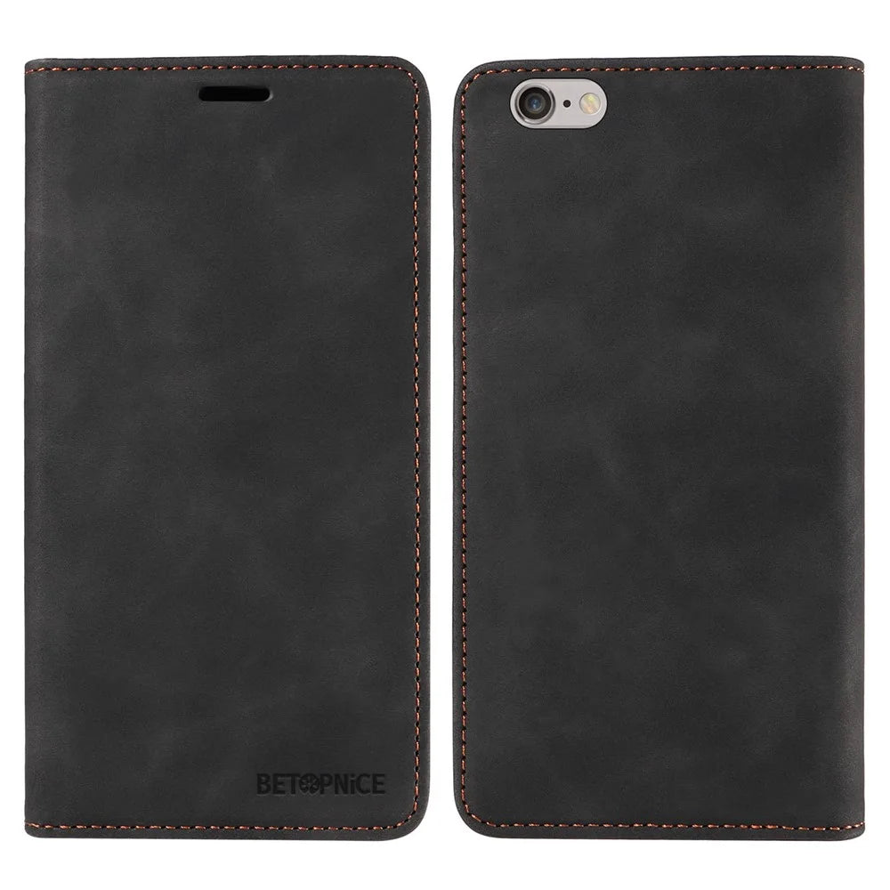 BETOPNICE 003 For iPhone 6 Plus / 7 Plus / 8 Plus / 6s Plus TPU+PU Leather Stand Cover RFID Blocking Wallet Cell Phone Case - Black - 1