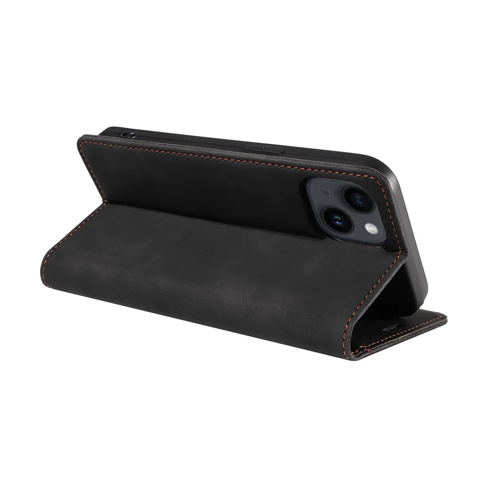BETOPNICE 003 RFID Blocking Stand Case For iPhone 14 Plus , TPU + PU Leather Stand Cover Wallet - Black - 4