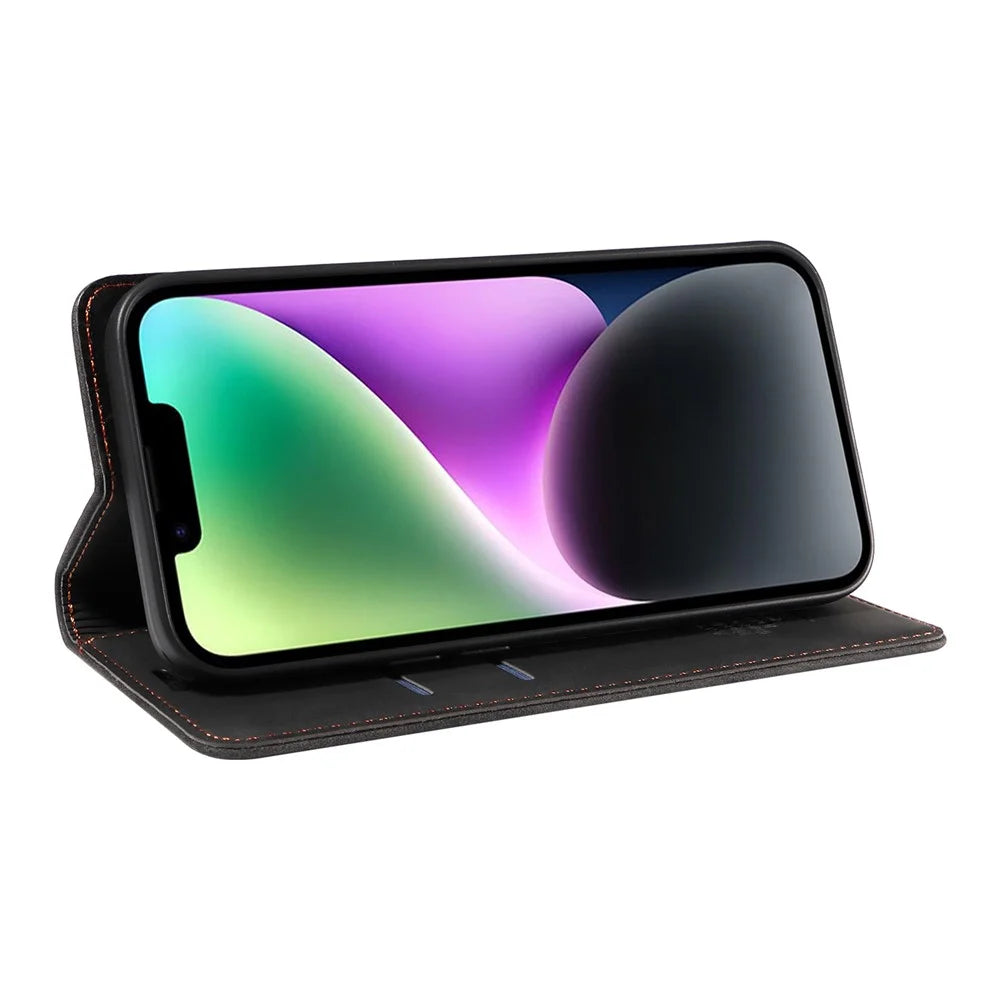 BETOPNICE 003 Phone Stand Cover For iPhone 13 / 14 , PU Leather RFID Blocking Wallet Phone Shell Case - Black - 3